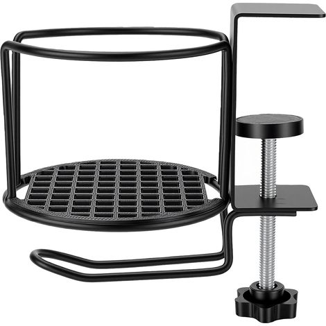 Porte-gobelet de bureau 2 en 1 avec support pour casque, pince métallique sur bouteille d'eau de Table Anti-déversement pour tasses universelles (1/5)