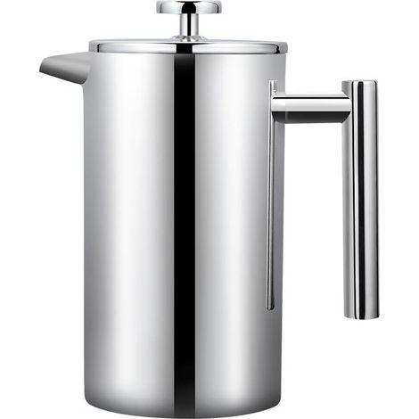 Cafetière à piston de 800 ml, à double paroi en acier inoxydable. (1/4)