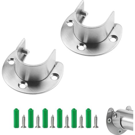 Support Tringle Penderie, 25 mm Fixation Tringle Rideaux en Forme de U 2pcs Douilles de Poteau de penderie en Acier Inoxydable avec vis Extrémité de Tige de penderie Robuste soutient Le (1/5)