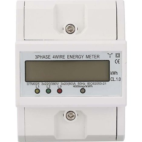 Digitaler Energieverbrauchszähler (220/380 V, 20–80 A), 3-phasig, 4-phasig, kWh-Zähler mit LCD-Anzeige (1/4)