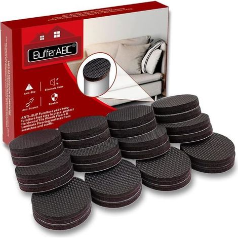 Patins antidérapants ronds - Lot de 24 - Caoutchouc et feutre - Protection des sols et fonctionnement silencieux - Pour meubles (1/5)
