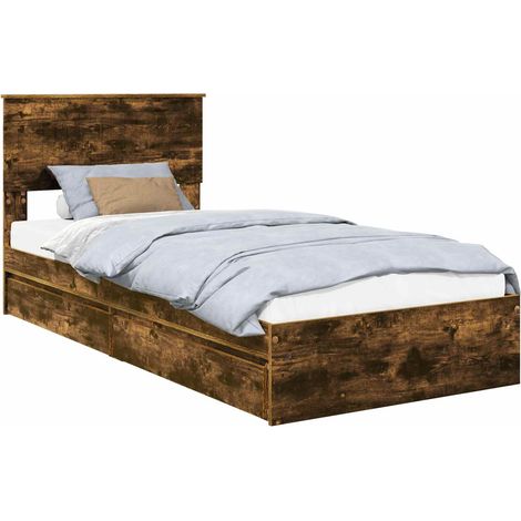 Maison Exclusive - Letto con Contenitore Rovere fumé 90 x 200 cm Legno multistrato