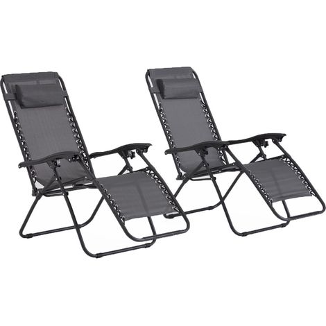 Set di 2 sdraio reclinabili nere e grigio scuro MANIHI (1/5)