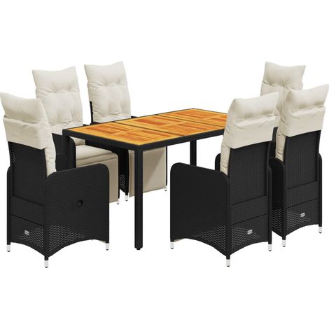 Maison Exclusive - 7-tlg. Garten-Bistro-Set mit Kissen Schwarz Po (1/5)