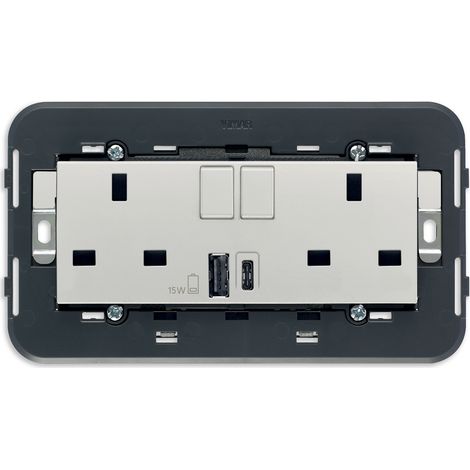 VIMAR - 20224.AC.N 2 Steckdosen 2P+E 13A BS +int +USB A+C Weiter