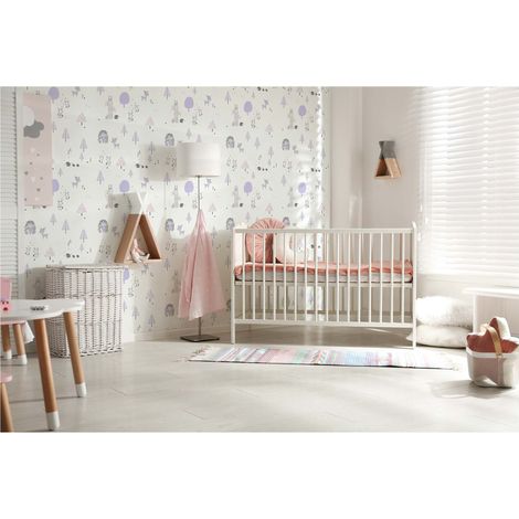 TADESSI  Tapete Kinderzimmer  M1-No.722  Vliestapete  Lila  Weiß  Tapete mit Tieren  Jungenzimmer  Mädchenzimmer (1/5)