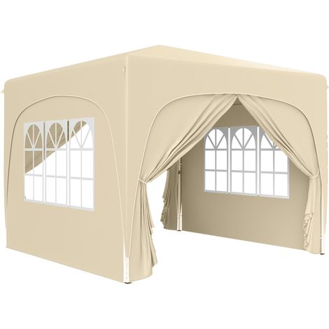 Pavillon 3x3m, déperlant, robuste, pliable et résistant à l'hiver, protection UV 50+, tente de réception pliable, tente de jardin avec 4 panneaux latéraux, sac de rangement, pavillon de jardin pour le
