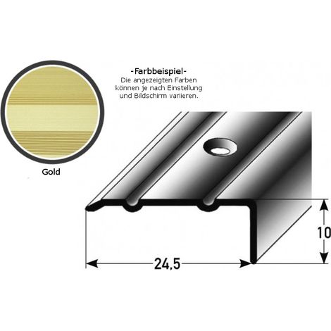 Winkelprofil "Salerno" / Winkelprofil 24,5 mm Typ: 88/89 (Aluminium eloxiert, gebohrt oder selbstklebend) -goldfarbig-1000-gebohrt-10 mm
