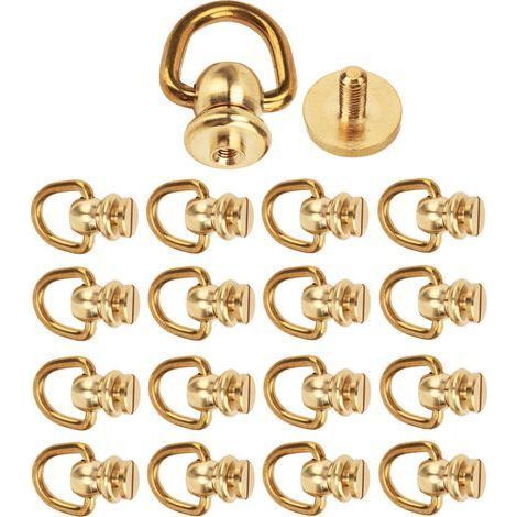 Set mit 12 vergoldeten D-Ring-Nieten aus Messing für DIY-Ledergeldbörsen, Riemen, Schuhe und Dekorationen (1/5)