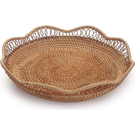 Cesta de pan de ratán natural ZVD, cesta para frutas y verduras, para guardar alimentos y refrigerios. (1/4)