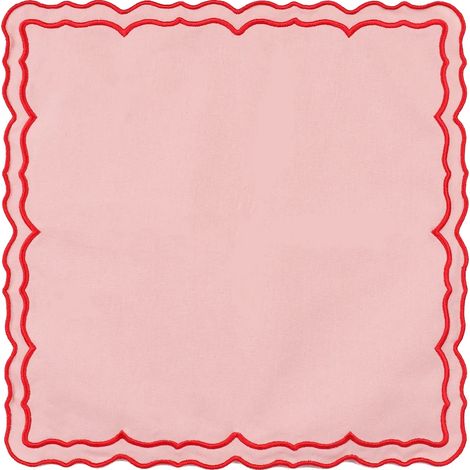 Tovaglioli di stoffa di cotone riutilizzabili, design fatto a mano, rosso F (1/2)