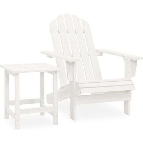 Chaise de jardin-Chaise de terrasse-Chaise d'extérieur Adirondack avec table Bois de sapin Blanc (1/5)