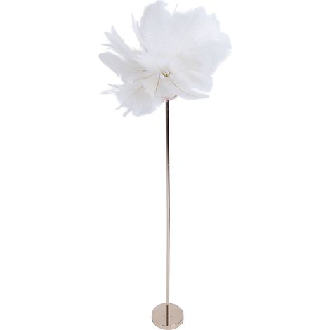 Lampadaire plumes d'autruche en fer 155 cm LED USB variation continue déco moderne pour chevet salon blanc (1/5)