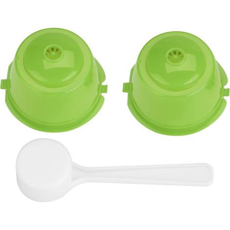 Lot de 2 filtres à café réutilisables et rechargeables en acier inoxydable PP 304 de qualité alimentaire (vert) (1/5)