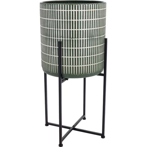 Macetero de metal verde 33x33x71h cm
