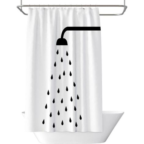 Rideau Douche, Rideau de Douche 180x180 cm, Rideaux de Douche Séchage Rapide, Rideau de Douche Anti Moisissure Tissu Imperméable Lavable Accessoire de Salle (1/4)