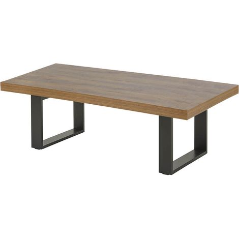 DENVER - Table Basse Aspect Bois Piètement U Métal Noir (1/2)