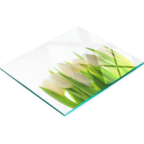 Dekoratives Schneidebrett aus gehärtetem Glas, Tulpenmuster, 60 x 52 cm (1/5)
