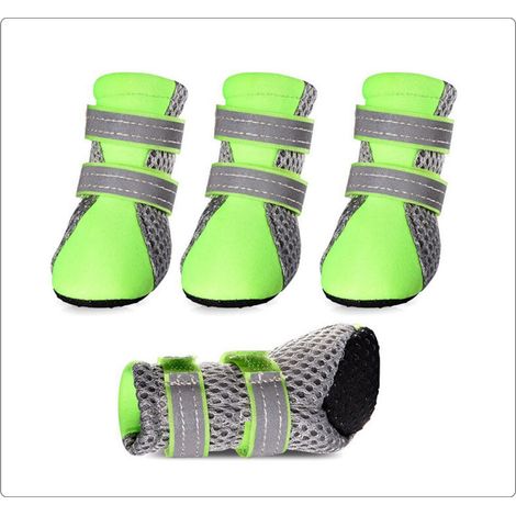 Protecteur Chien Bottes Été Antidérapant Petit Chien Chaussons Réfléchissant Respirant Doux Maille Chiot Chien Chaussures Résistant À La Chaleur Pour Temps Chaud Chaussée Chaude Vert mini M (1/5)