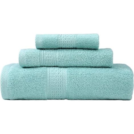 Toallas turcas de algodón premium, suaves y absorbentes, juego de 3, verdes, de fibra larga, regalo (1/4)