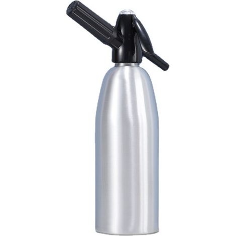 Sifón de aluminio de 1 litro para refrescos, botella manual, para limonadas caseras, mojitos, gin fizz y spritz, color negro. (1/5)