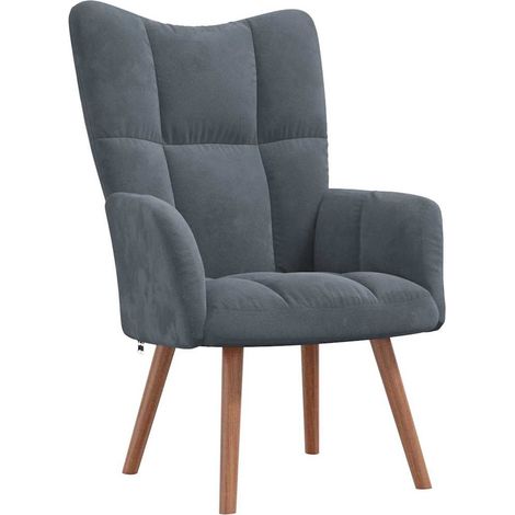 Poltrona lounge dal design moderno con cuciture decorative in velluto grigio scuro DEC026701