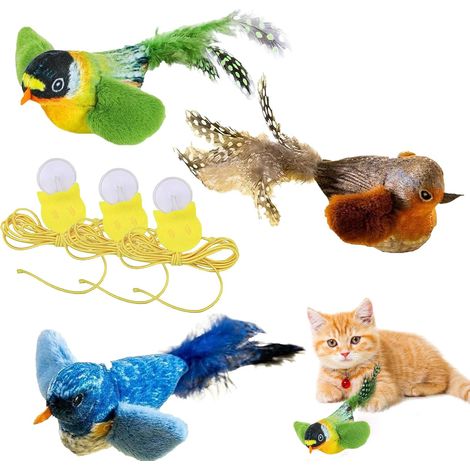 3 Pièces Jouet pour Chat, Jouet Interactif pour Chats Contient de l'herbe à Chat, Interactive Cat Toy avec Cordon Élastique, Jouets pour Chats Oiseau Battant Facile à Accrocher, Chaton (1/5)