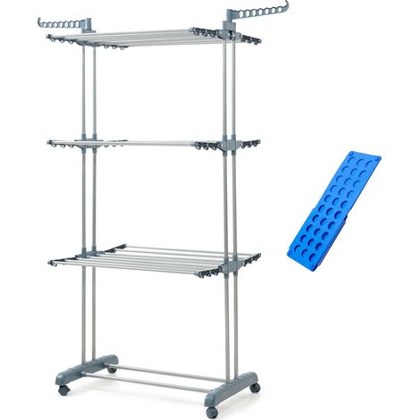 Pack Étendoir Pliant Vertical à Roulettes et Plieur de Linge InnovaGoods (1/5)
