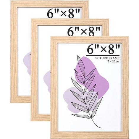 Lot de 3 cadres photo en bois - Chêne - 15 x 20 cm - Avec verre acrylique - À suspendre et à poser - Cadre en bois MDF - Pour photos et images (1/5)
