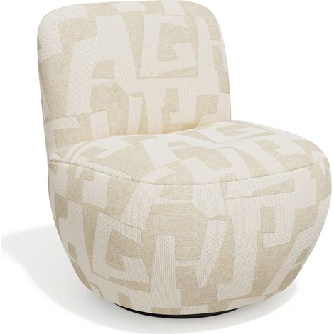 Fauteuil de salon pivotant en tissu texturé à motif ecru JENA (1/5)