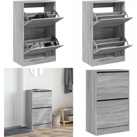 Scarpiera Grigio Sonoma 60x34x96,5 cm in Legno Multistrato - Scarpiera da interno - Scarpiera per ingresso