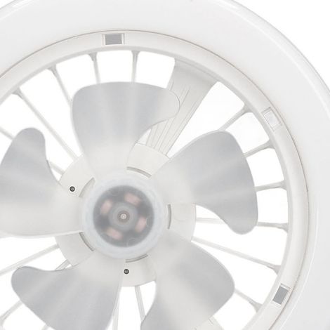 Ventilateur plafonnier lumineux E27 télécommandé 85-265V, sans piles, sans fonction aromathérapie, sans grille avant, livré sans batterie (1/5)