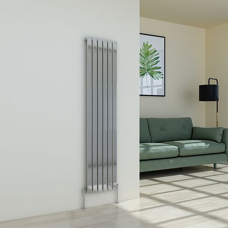 Warmehaus Chrome Radiator Flat Panel Vertical Single 1600x408mm (1/3)