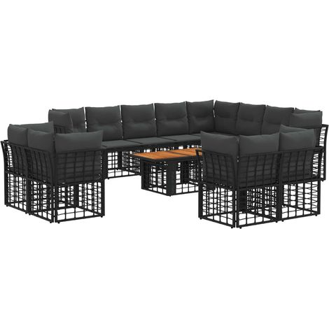 Set Divano da Giardino 13 pz Nero e Grigio scuro polyrattan vidaXL (1/5)