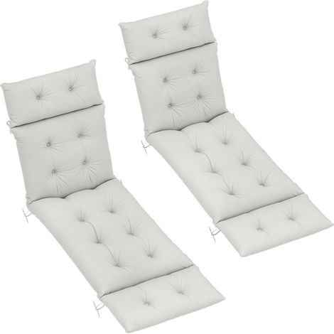 Bain de soleil, gris clair, 190 x 56 x 10 cm, avec coussin, pour jardin terrasse piscine, détente extérieure