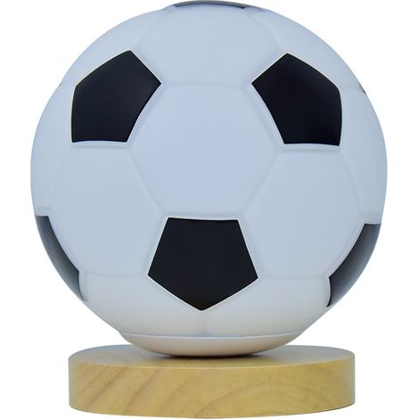 Veilleuse LED noire et blanche sur le thème du football [lumière chaude] avec intensité variable pour la Coupe du Monde, en bois massif et verre, idéale pour la table de chevet, la chambre ou le burea (1/5)