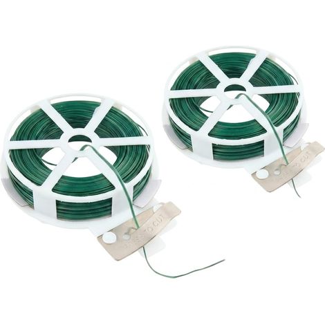 Fil de Fer Jardin Ø 1,6 mm – Lot de 2 × 50 m (100 m) – Fil Armé Gainé Plastifié Vert avec Coupe-Fil Intégré – Attache Plantes, Tuteurs, Treillages, Potager (1/3)