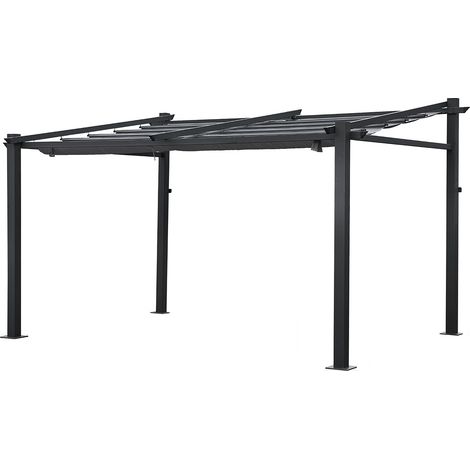 Pergola a parete 3 × 4 m FRÉJUS grigio - struttura in alluminio (1/4)