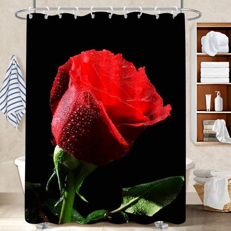 Voile de douche fluide en polyester 180x180 déco d‘intérieur housse de baignoire pour avec accessoires assortis (1/5)