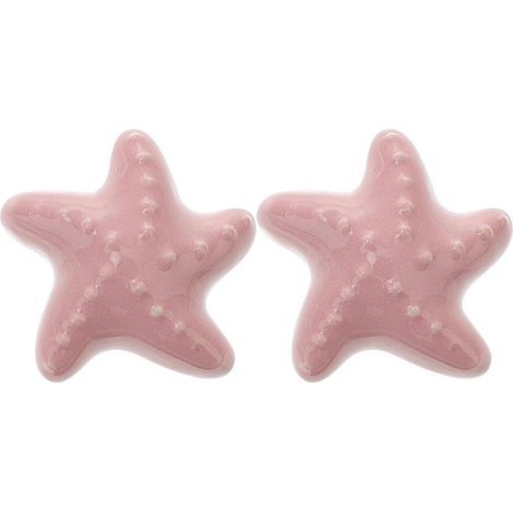 Set mit 2 sternförmigen Griffen, hübschen Klimmzugstangen, filigranen Knöpfen, kreativen Keramikgriffen für Zuhause, Büro, Hotel (rosa) – 4,30 x 4,30 x 3,20 cm – Rosa (1/4)
