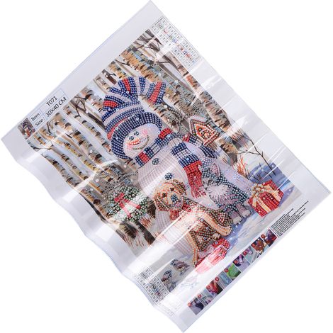 Tableau décoratif mural DIY motif bonhomme de neige strass Noël 30x40cm T071