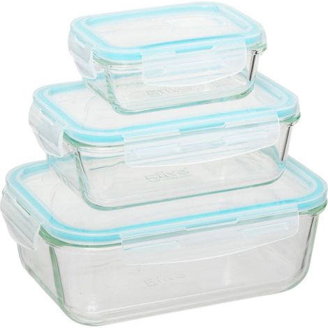 5Five Simply Smart – Lot de 3 grandes boîtes rectangulaires de conservation en verre borosilicate – Couvercle hermétique – 330/800/1730 ml – Dimensions 13x10x5 cm, 18,5x12,5x6 cm, 23x16,5x8,5 cm (1/10)