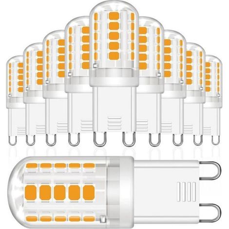 10 Ampoules LED G9, 3.5W équivalent 30W, Blanc chaud 2700K, 380LM, Sans scintillement, Intérieur (1/3)