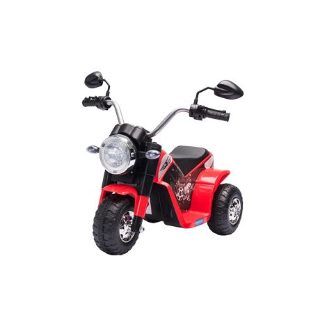 Moto Elettrica per Bambini a 3 Ruote con Luci e Suoni, Batteria Ricaricabile 6V, Velocità 2 km/h, per Bimbi da 18-36 Mesi, 72x57x56cm Rossa