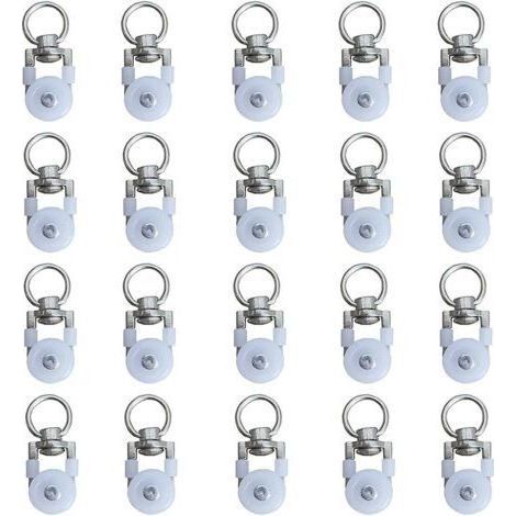 20 pcs Metal Pulley Wheel, Track Rollers, Curtain Rod Rollers Slides, Silent Pulley, Curtain Track Window Double Track Roller, for Curtain Rods H256 (1/5)