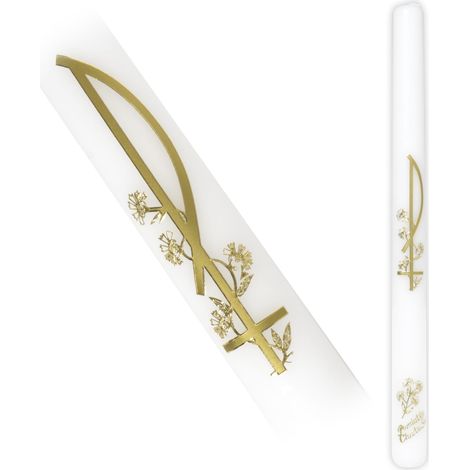 Taufkerze mit Goldgrafik – Kornblume (1/4)