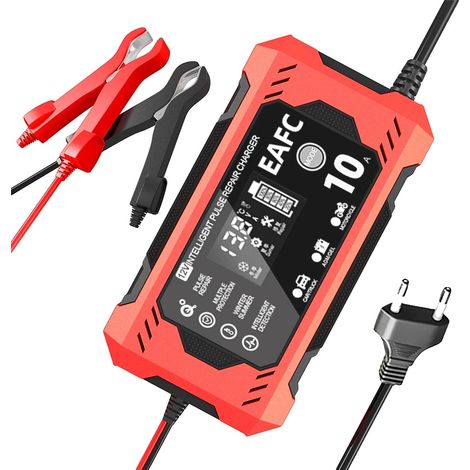 Cargador de batería para coche, pantalla táctil, sistema de protección múltiple, 12V 10A (1/2)
