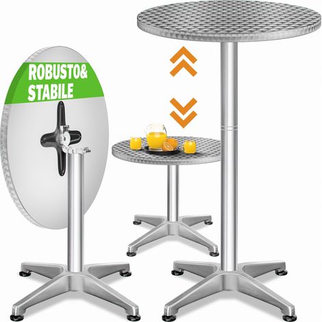 Casaria tavolo da bar in alluminio tavolino Bistro Ø 60cm pieghevole altezza regolabile 70cm / 115cm regolabile in altezza / piegabile (1/7)