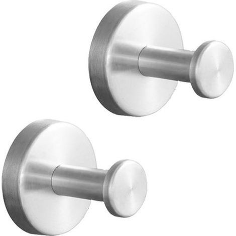 2pcs Stainless Steel Wall Hooks, Towel & Kitchen Hooks, Silver Coat & Robe Hangers (1/4)