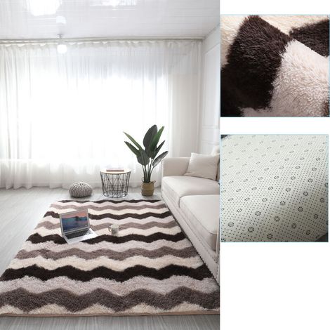 Tapis Salon Shaggy 160 x 230 cm Marron - Moquette Poils Long Sol Chaud, Tapis Doux de Chambre,Tapis de Noël (1/3)